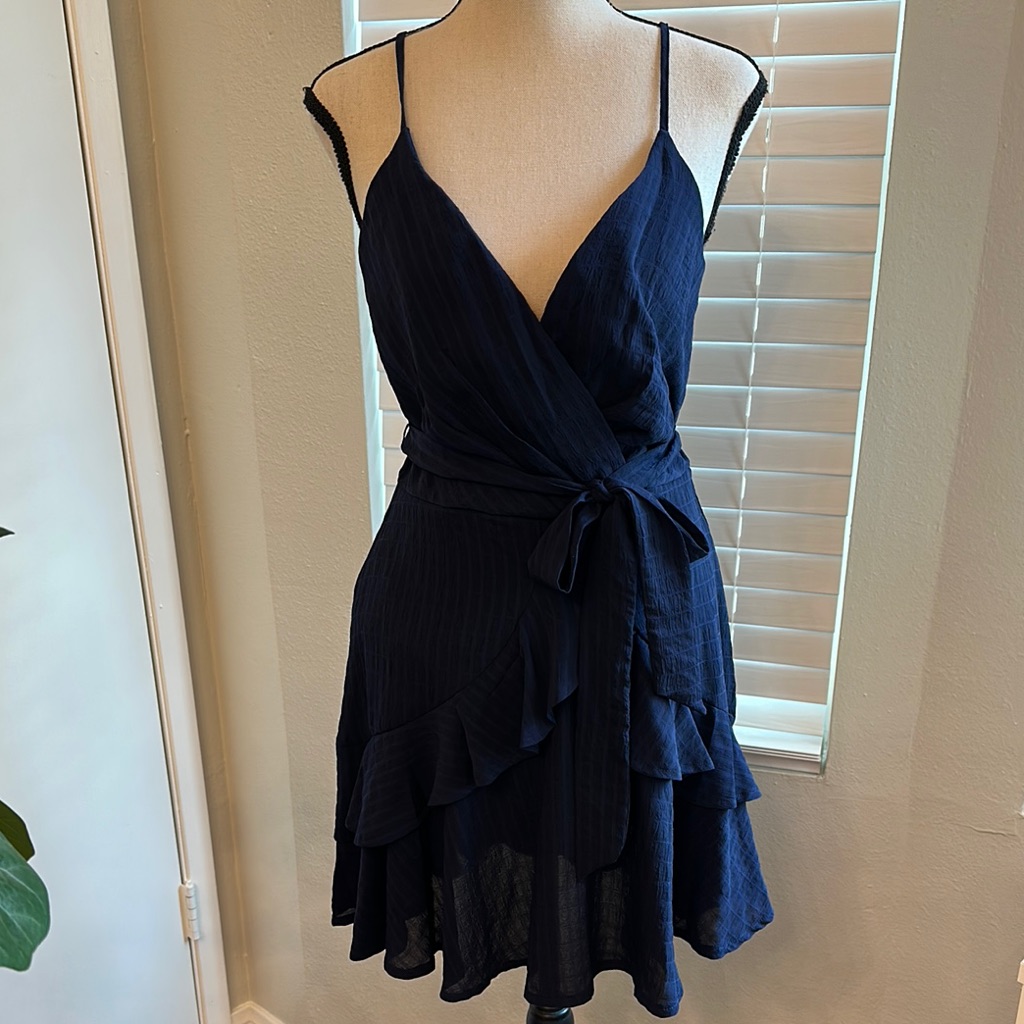 Trixxi Elegant Navy Wrap Dress